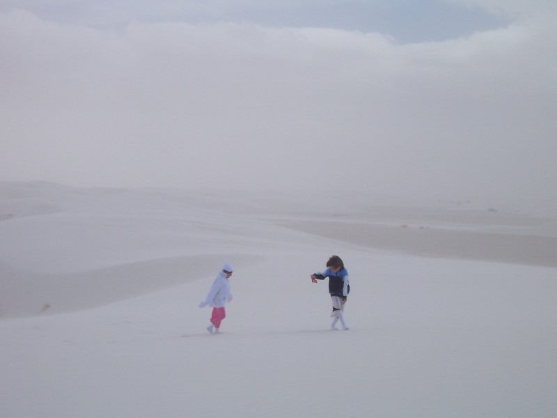 We visited during a sand storm, but David and Rachel pretended it was a snow storm on the snow planet Hoth. It also happened to be cold, so the sand was a perfect stand in for Snow. Well it does not take several showers to get the snow out your hair and ears
