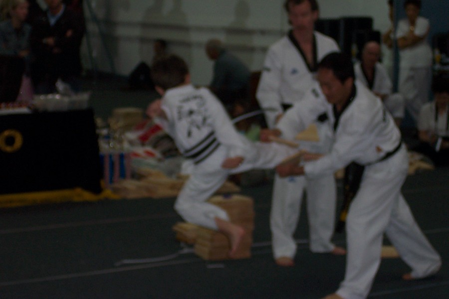 Breaking a board with a kick