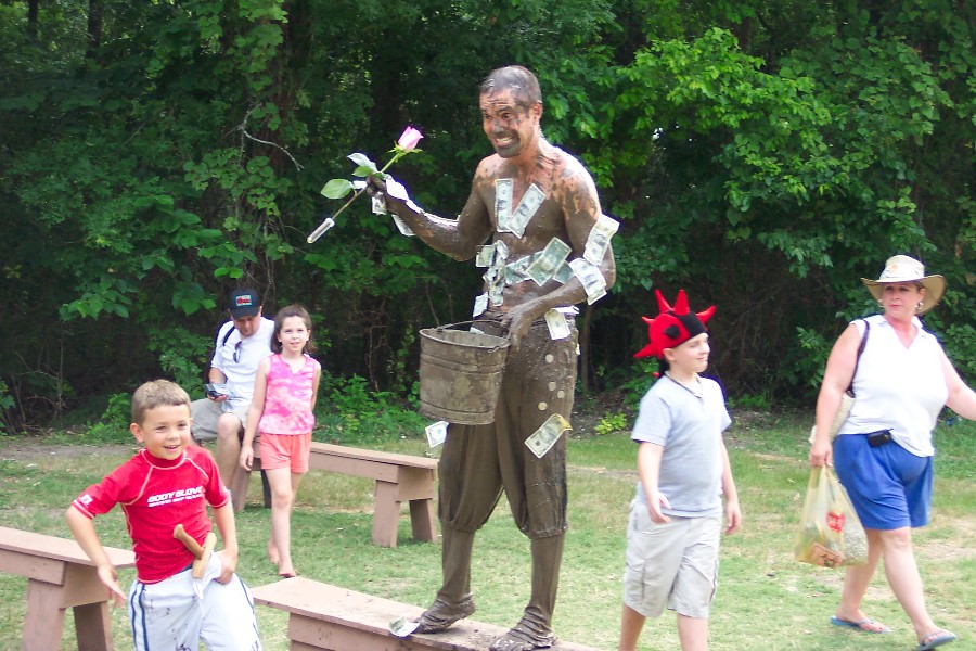 David and a mud wrestler at Scarborough Faire