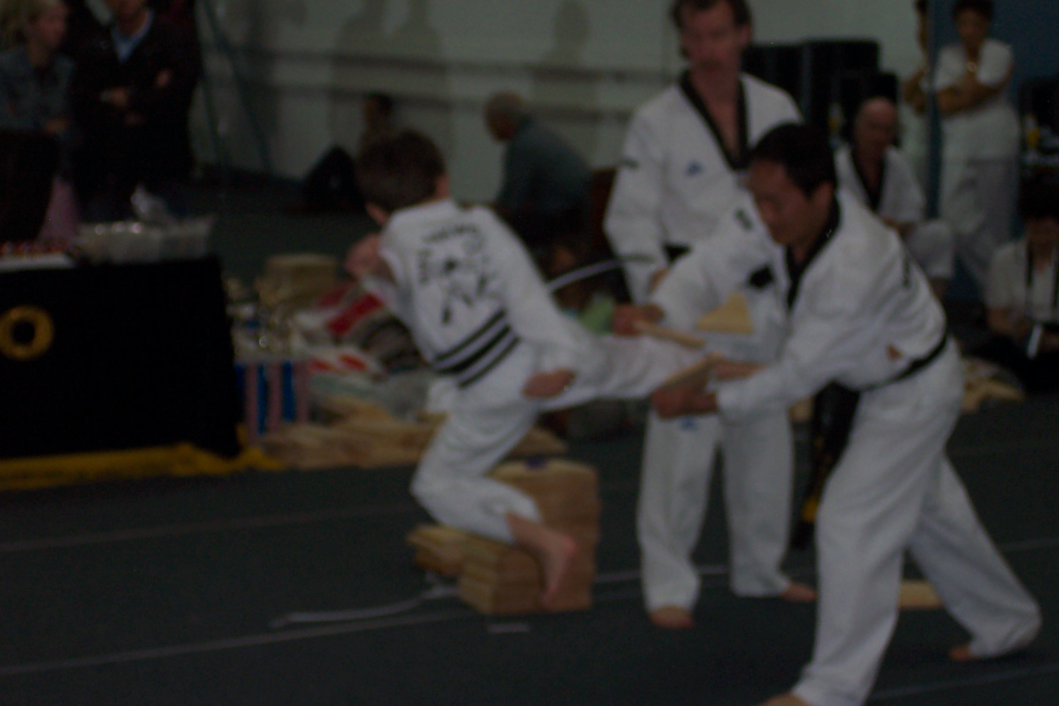 Breaking a board with a kick