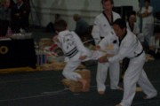 Breaking a board with a kick