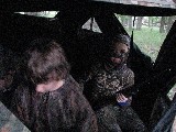 David with a shotgun and Jacob with a bow, hunting Turkey on a very cold and icy day