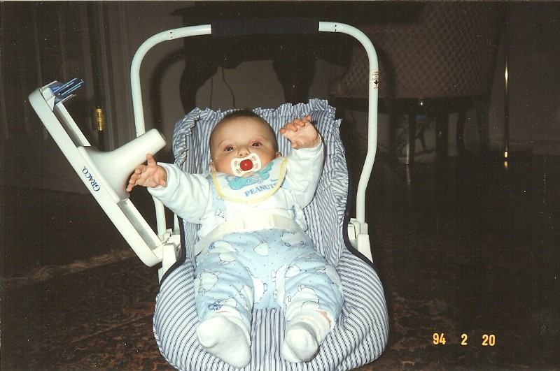 Jacobs car seat, here he spent the night sleeping