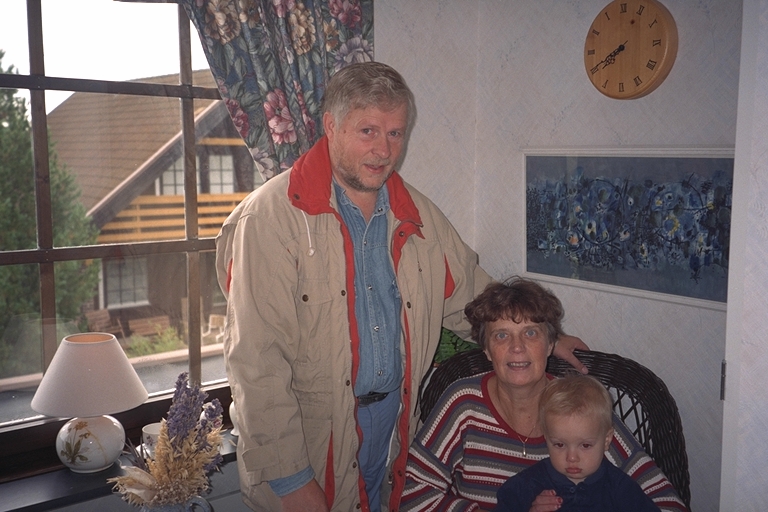 Grandpa Stig and Grandma Gun and Jacob, Sweden, second birthday