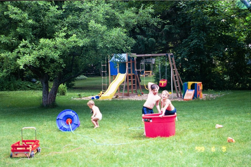 Our lawn in Germantown. Jacob has a friend visiting
