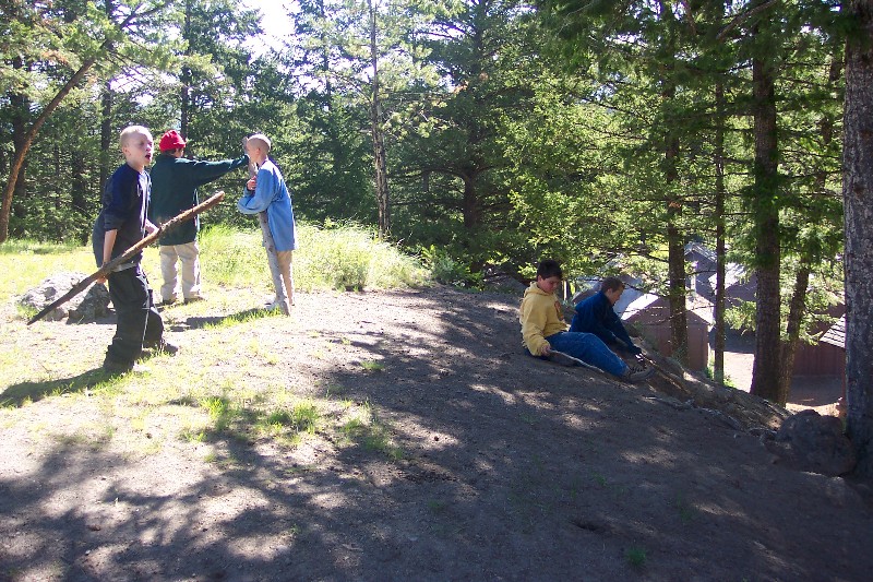 Kids playing at Roosevelt Lodge in Yellowstone