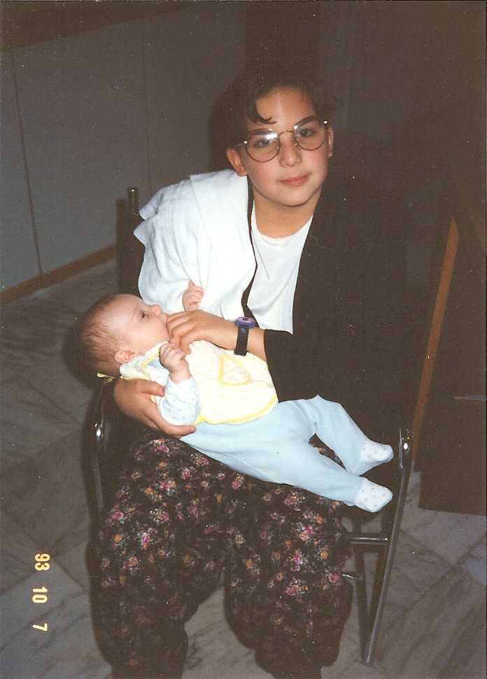 Jacob and cousin Jessica. Jacob a couple of months old.