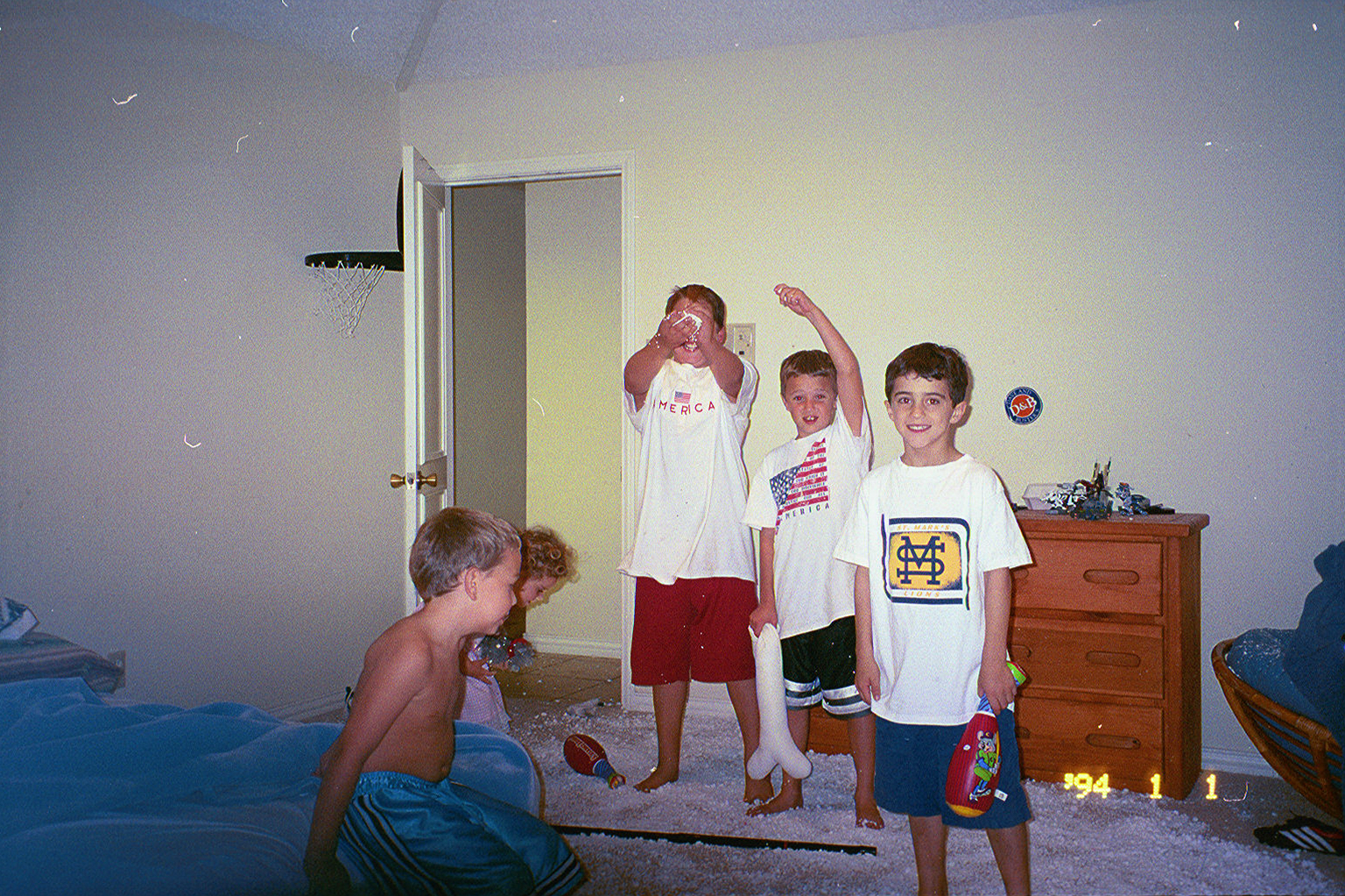 Jacob and friends are making a mess in Jacobs room. Jackson, Jacob and Garret, and David and Rachel too