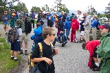 Preparing for a hike in Yellowstone, Wyoming Preparing for a hike in Yellowstone, Wyoming