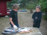 The kids caught lots of big rainbow trout, not it is time to prepare. This was in Sweden The kids caught lots of big rainbow trout, not it is time to prepare. This was in Sweden
