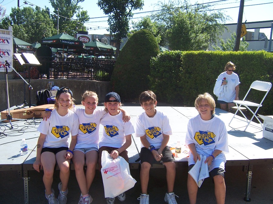 Five of the children, Jacob is missing. I went to get him at this point. Jacob took the scenic route.