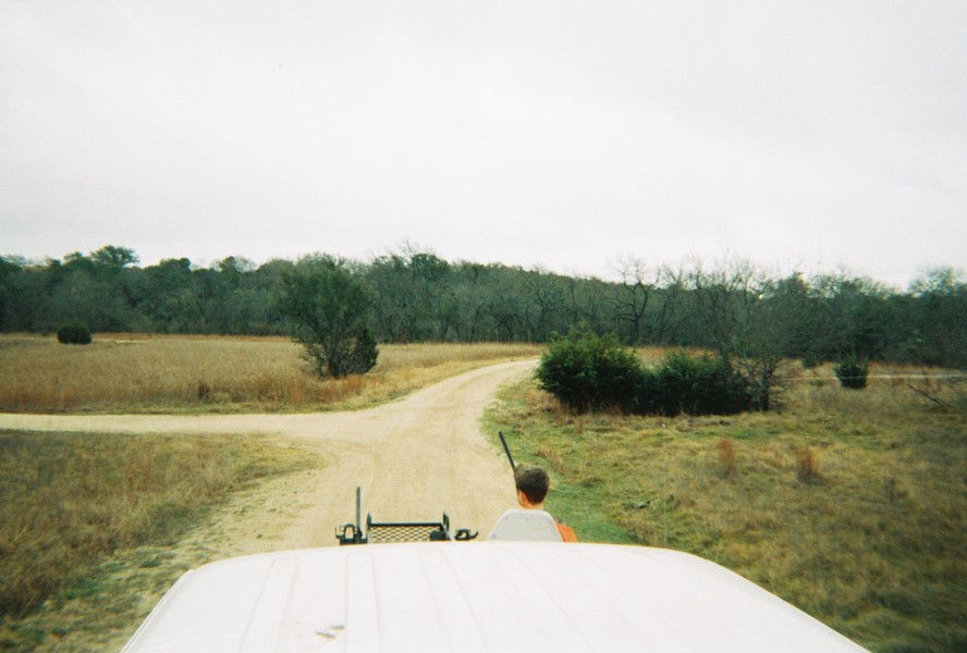 Jacob is hunting pheasant from a truck