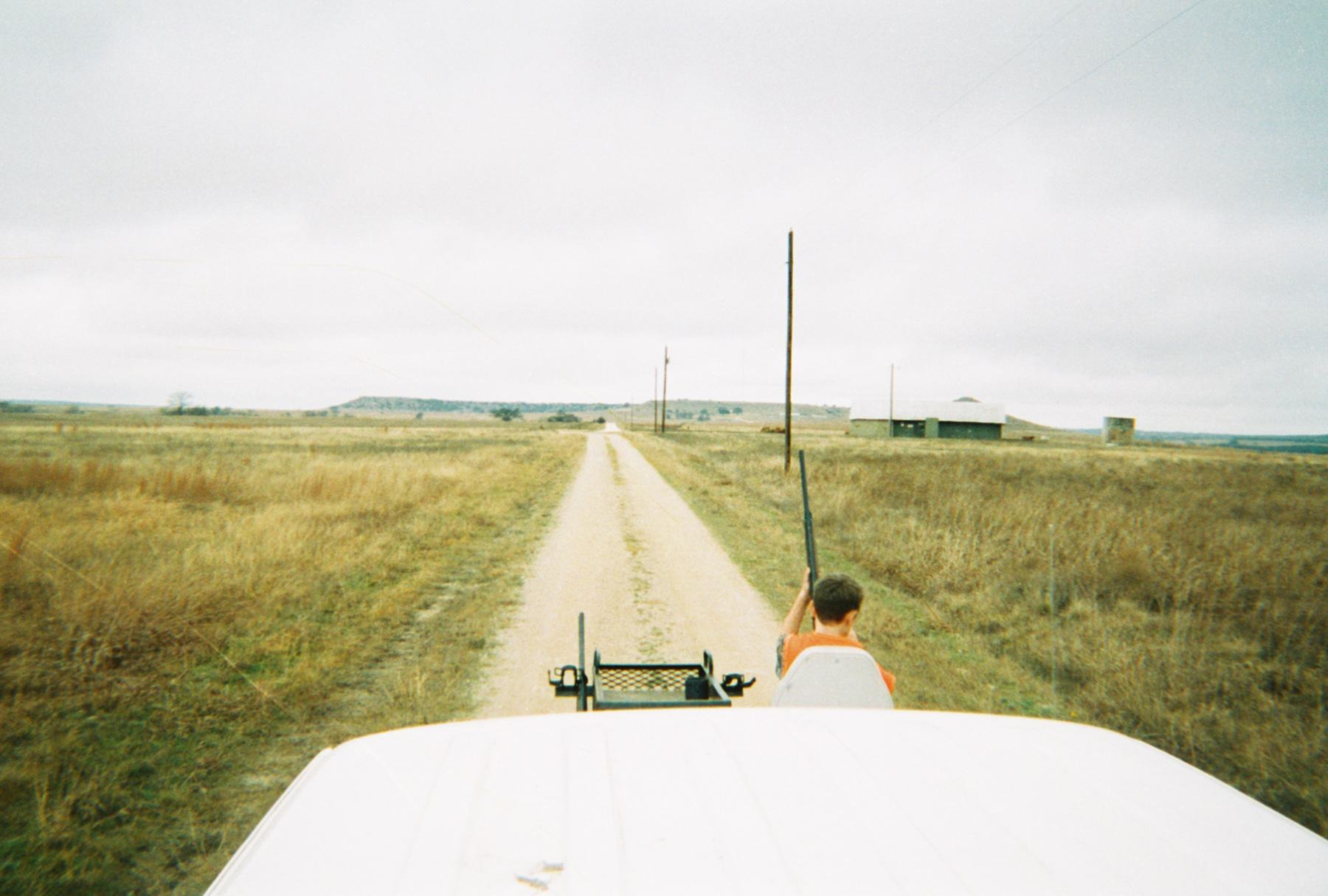 Jacob is hunting pheasant from a truck