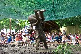 The mud wrestling show, one of the funniest shows at Scarborough Faire. It occurs in the evil mud pit