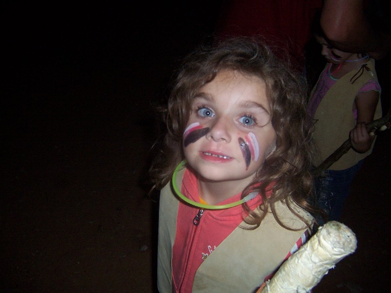 Adventure Princesses Camp. Dressed up and faced painted for the initiation ritual.
