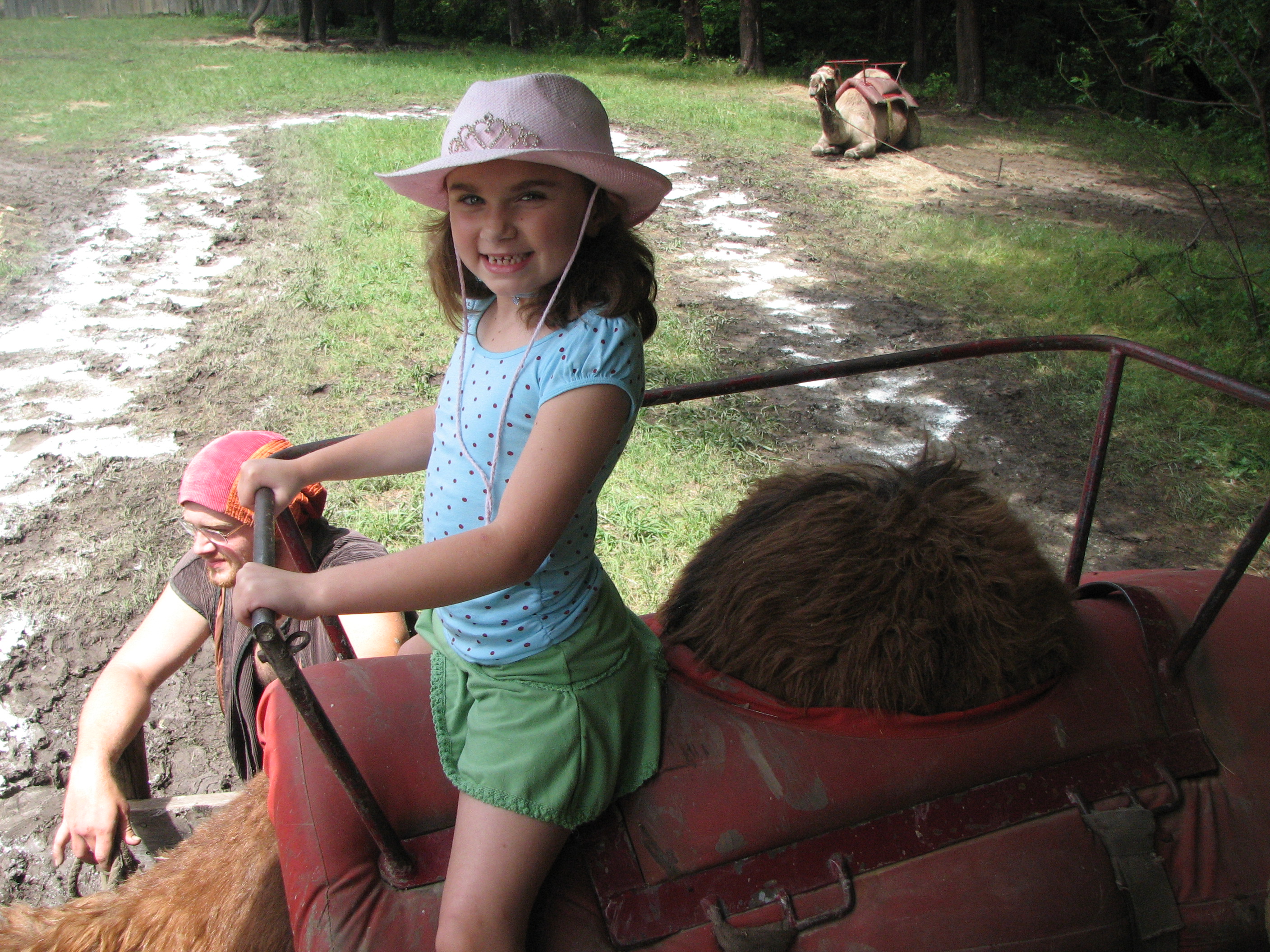 Rachel Riding a camel at Scarborough Faire Waxahachie
