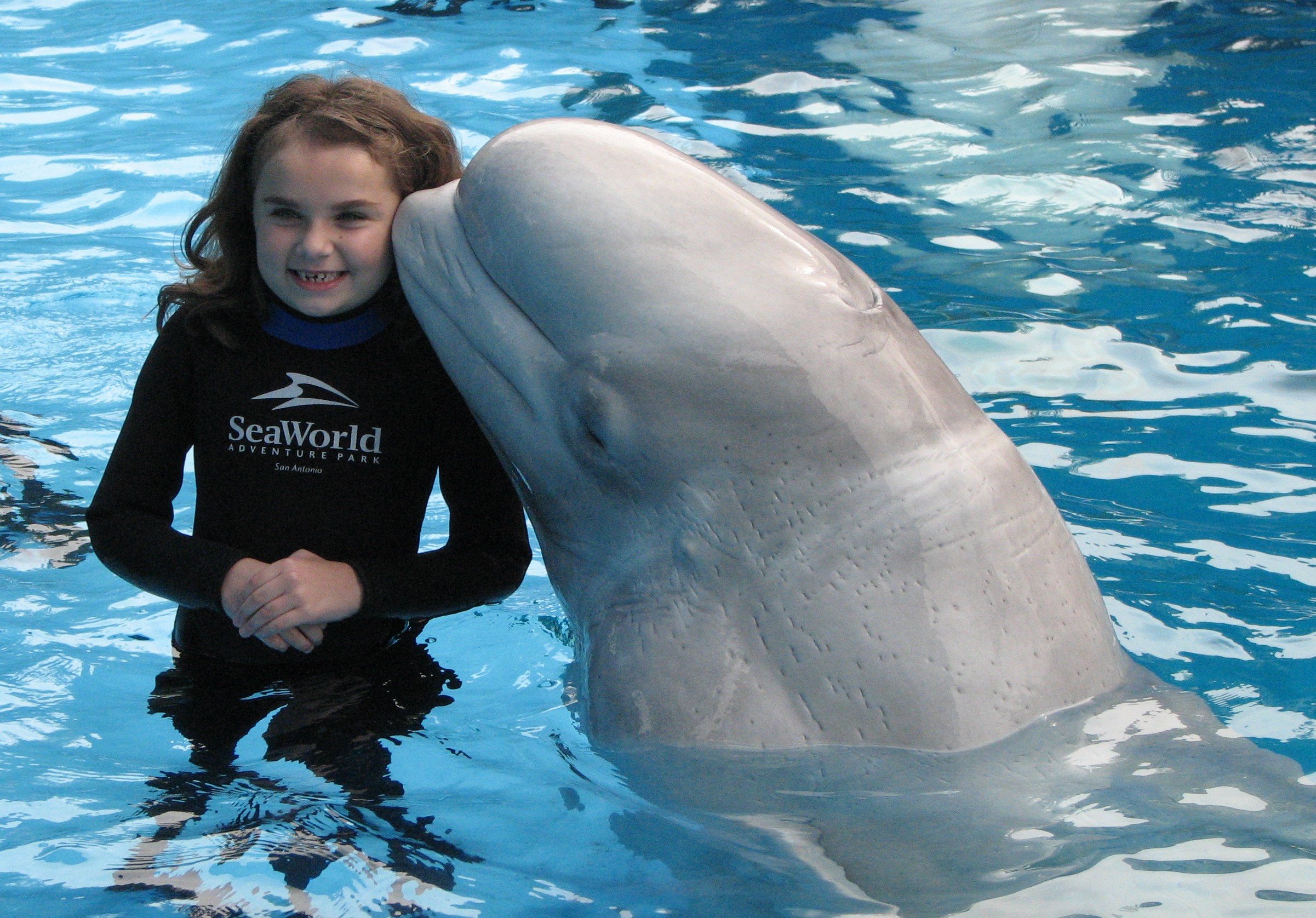 Rachel and a narwhal at Sea World San Antonio