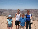 Rachel with second cousin Emelie from Sweden, brother David, and mom