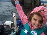 Rachel caught a trout in Jackson Lake in Grand Teton National Park, Wyoming.