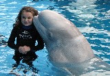 Rachel and a narwhal at Sea World San Antonio