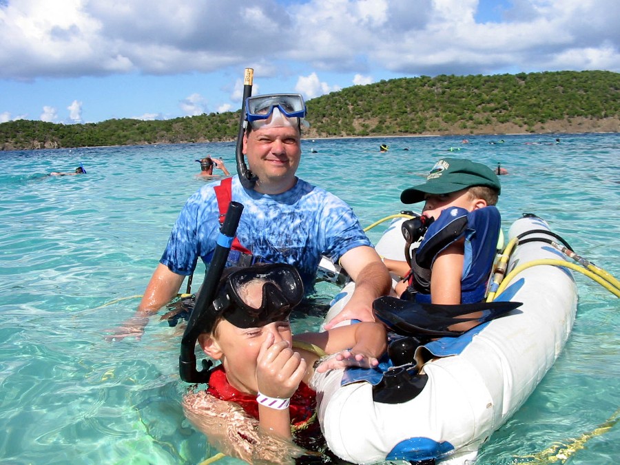 Thomas, Jacob and David, Thatch Cay in the background