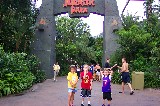 Anna, Jacob, and David at Jurassic Park at Adventure Island