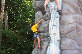 Anna doing rock climbing at Adventure Island