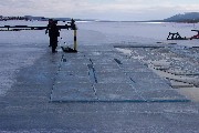 Cutting Ice block for the hotel