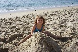 Rachel in the Sand. We were visiting Aunt Marianne. Laguna Beach is south of Los Angeles