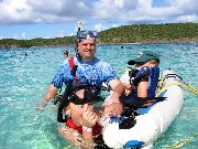 The Snuba dive is over but David is still breathing from the tank