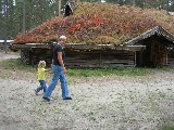 We visited a reconstruction of a North Swedish iron age village. This is Ulla and Greta