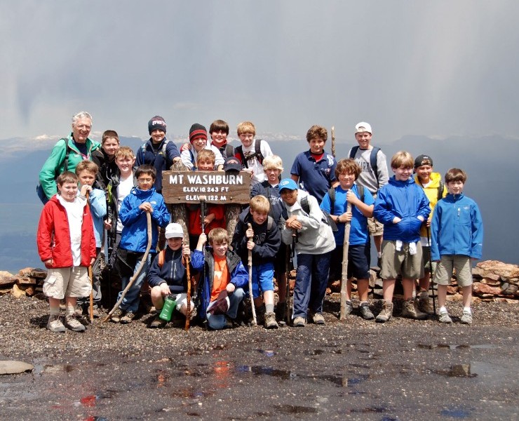 The kids on top of Mount Washburn